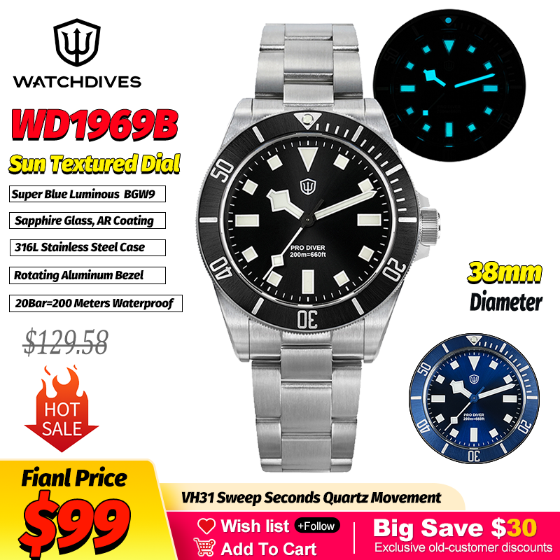 Smartwatch Luxury Watches - Watchdives WD1969 태양 질감 패션 쿼츠