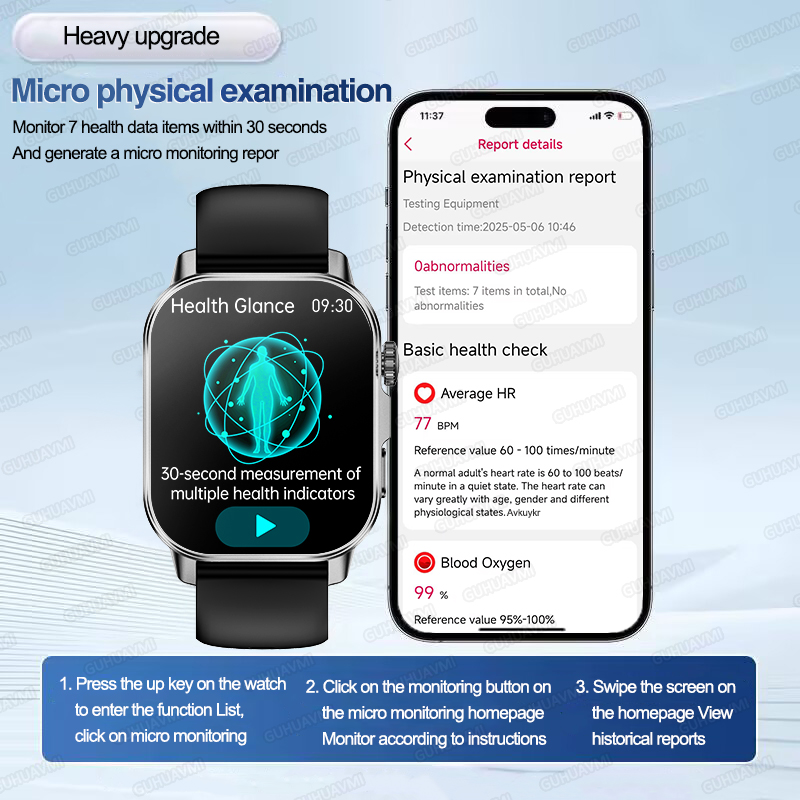 신형 남성용 감정 진단 스마트워치 ECG+HRV 혈액  - Smartwatch Watches For Men Digital 리뷰 및 가격