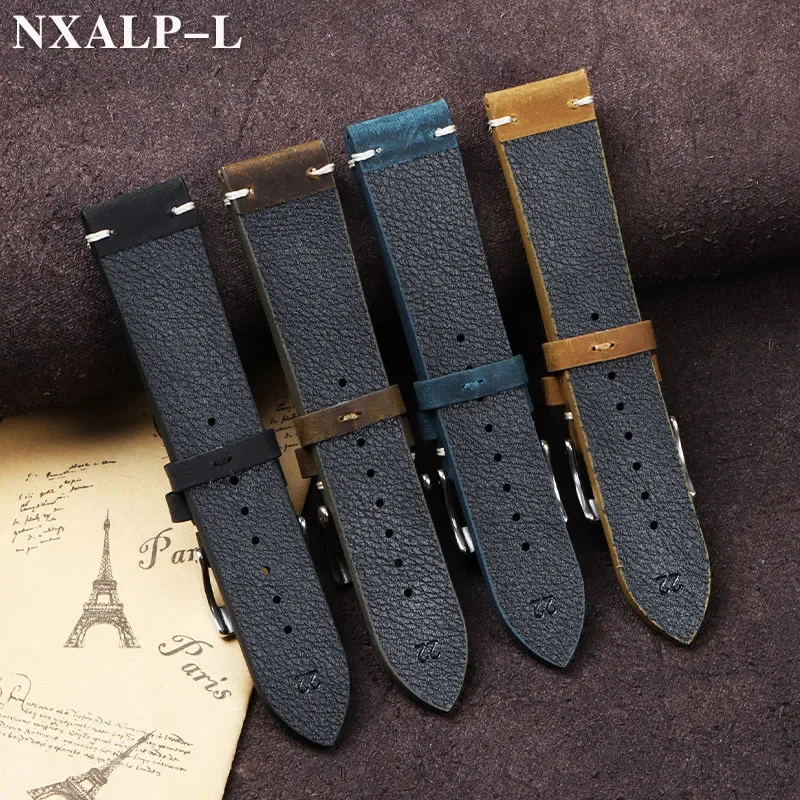 빈티지 오일 왁스 가죽 시계 밴드 18mm 20mm 2 - Omega Watches Smartwatch 리뷰 및 가격