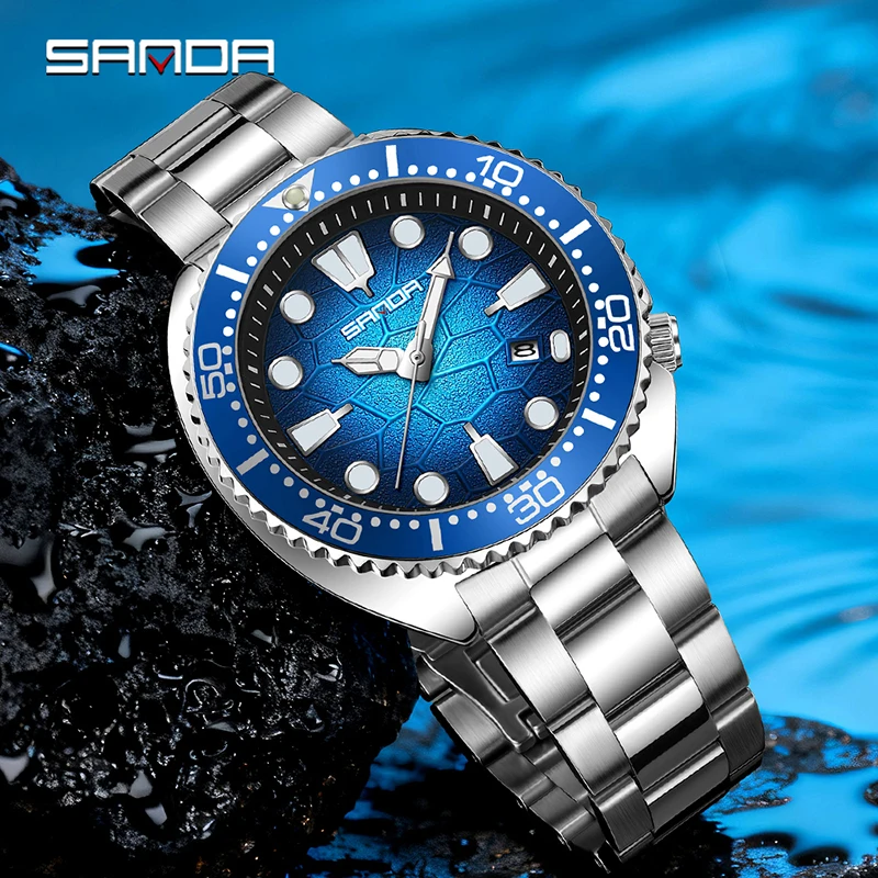 SANDA 럭셔리 패션 남성용 쿼츠 시계 회전식 베젤  - Smartwatch Luxury Watches 리뷰 및 가격