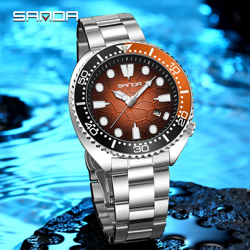 SANDA 럭셔리 패션 남성용 쿼츠 시계 회전식 베젤  - Smartwatch Luxury Watches 리뷰 및 가격