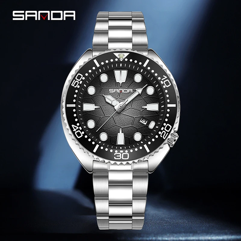 SANDA 럭셔리 패션 남성용 쿼츠 시계 회전식 베젤  - Smartwatch Luxury Watches 리뷰 및 가격