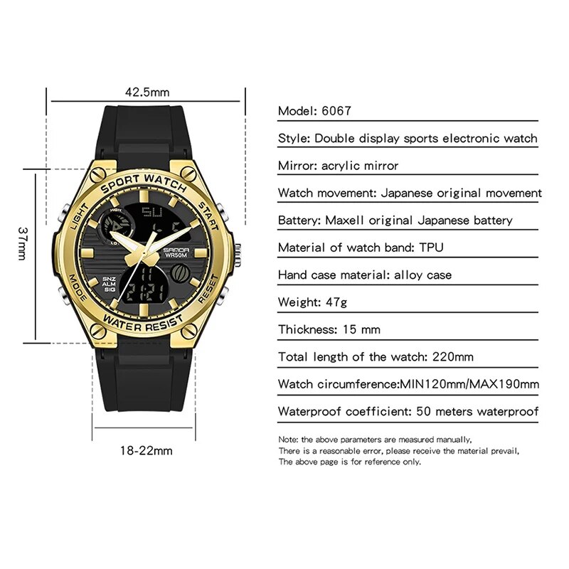 SANDA 브랜드 G 스타일 LED 디지털 시계 여성  - Waterproof Diving Watch 리뷰 및 가격