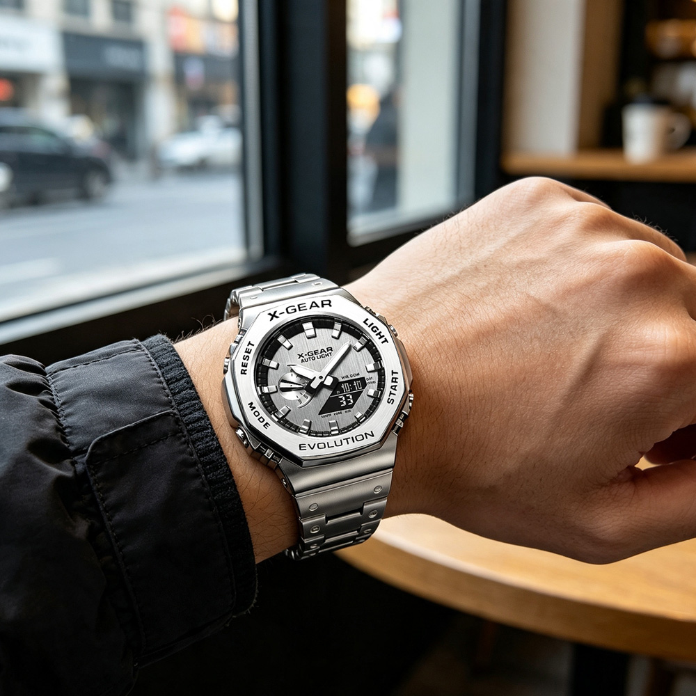 X-GEAR 듀얼 디스플레이 디지털 스포츠 시계 스틸  - Smartwatch Watches For Men Digital 리뷰 및 가격