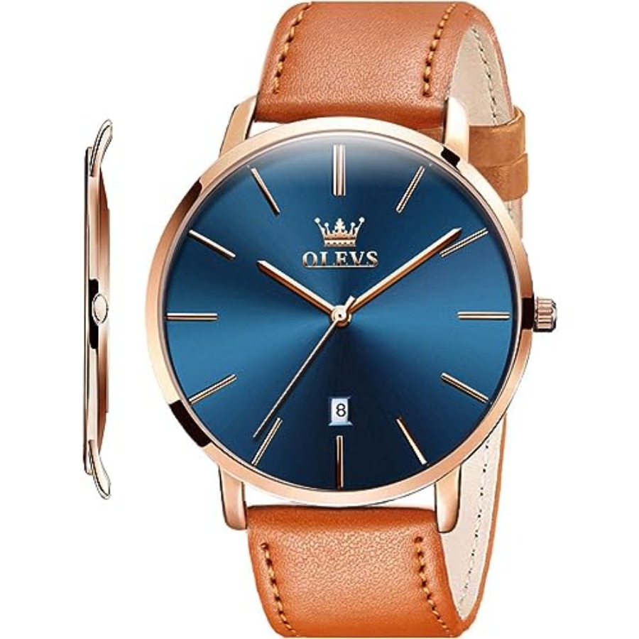 OLEVS 남성용 가죽 시계 블랙 울트라 씬 6.5mm - Smartwatch Watches For Men Digital 리뷰 및 가격